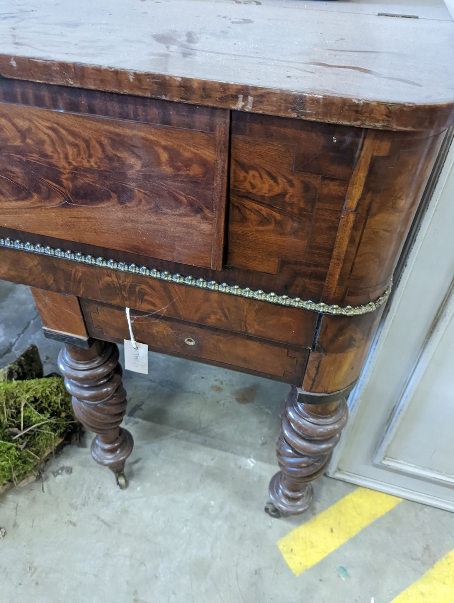 A Regency banded mahogany converted square piano, by Loud and Brothers, Philadelphia, width 174cm, depth 68cm, height 91cm